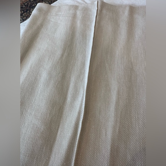 NWT LOFT Beige Flare Pintucked Cotton Linen Pants - Picture 7 of 9
